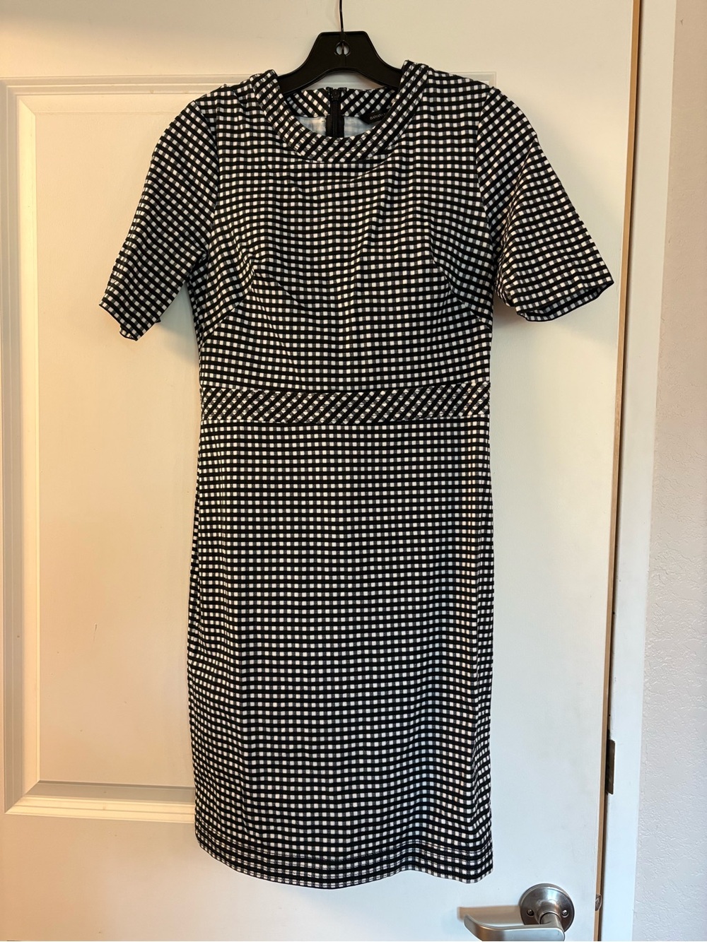 Banana Republic Black and White Gingham Midi Dress